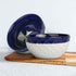 Studio Pottery Dual Tone White Blue Ceramic Snack Bowls Set Of 2 - The Earth Store - Bowl